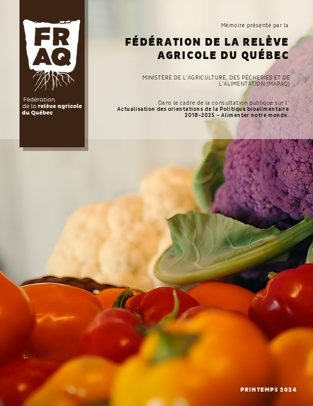 Consultation publique sur l’actualisation des orientations de la Politique bioalimentaire 2018-2025 – Alimenter notre monde
