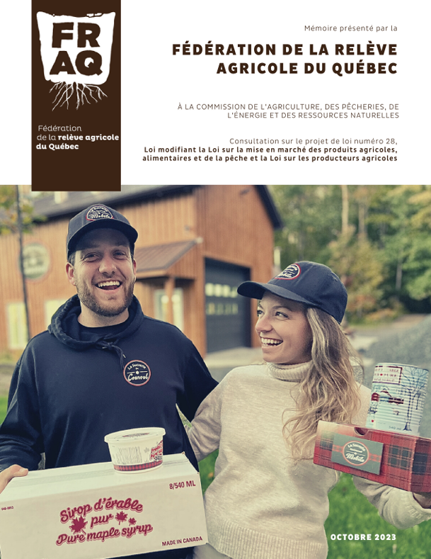 Consultation du projet de loi 28 – Loi modifiant la Loi sur la mise en marché des produits agricoles, alimentaires et de la pêche et la Loi sur les producteurs agricoles